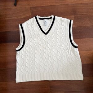 H&M White and Black Knit Sweater Vest